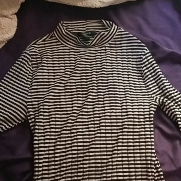 Forever 21 Cream and Black striped shirt - Picture 3 of 4
